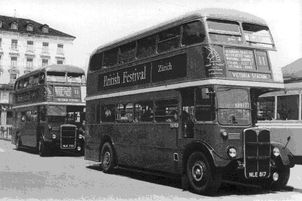 RT buses at Bahnhofplatz Zurich 1953