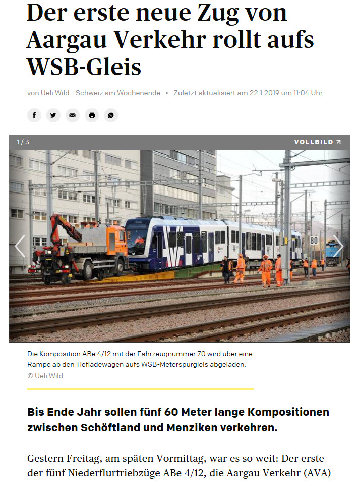 erste neue zug von ava auf wsb gleis