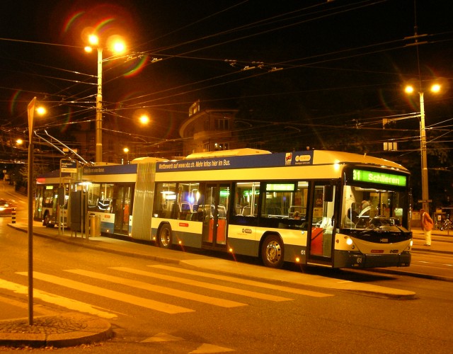 Lightram double-articulated trolleybuses at Hegibachplatz