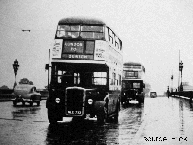 RT buses bound for Zurich on Putney Bridge