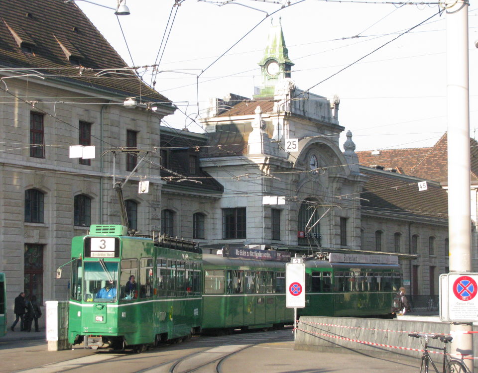 classic trams in basel centralbahnplatz