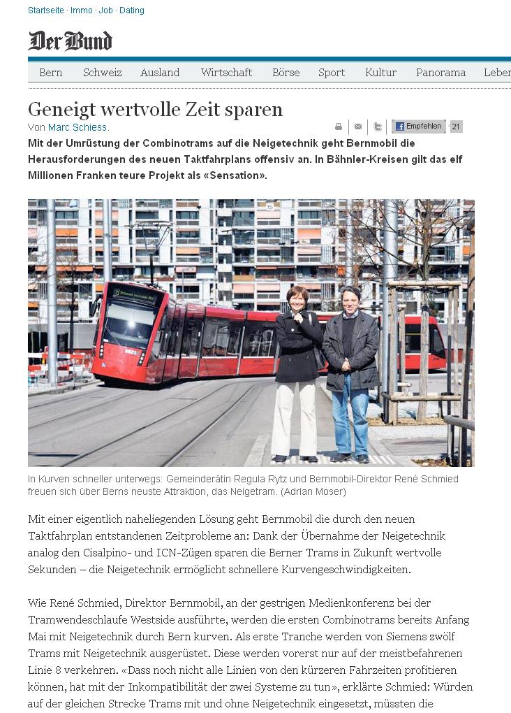 tilting tram in Bern