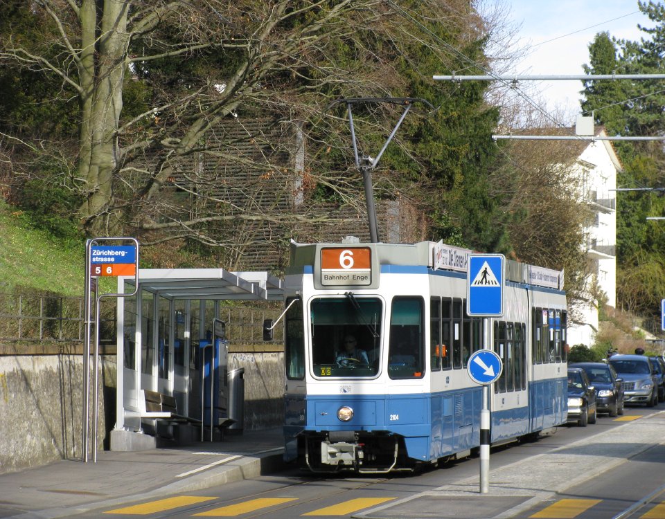 Tram at Zurichbergstrasse stop