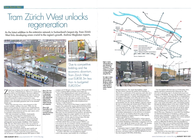 Tram Zürich West unlocks regeneration T&UT pages 300-301
