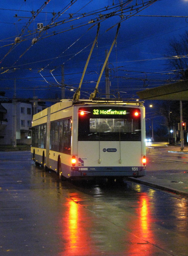 Hess ST3 trolleybus number 151 at Bucheggplatz on route 32