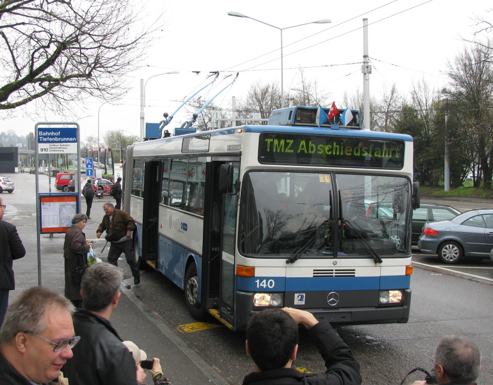 ABB Mercedes O405 GTZ trolleybus farewell tour at Tiefenbrunnen