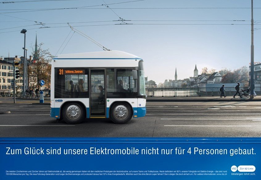 Mini trolleybus VBZ advert